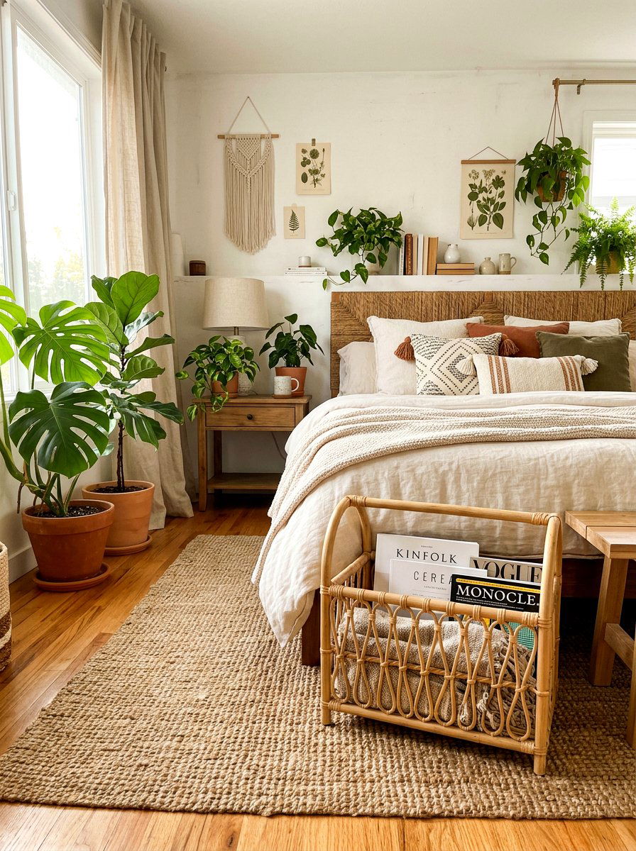 Woven Rattan Magazine Basket - 30 magazine rack decor ideas