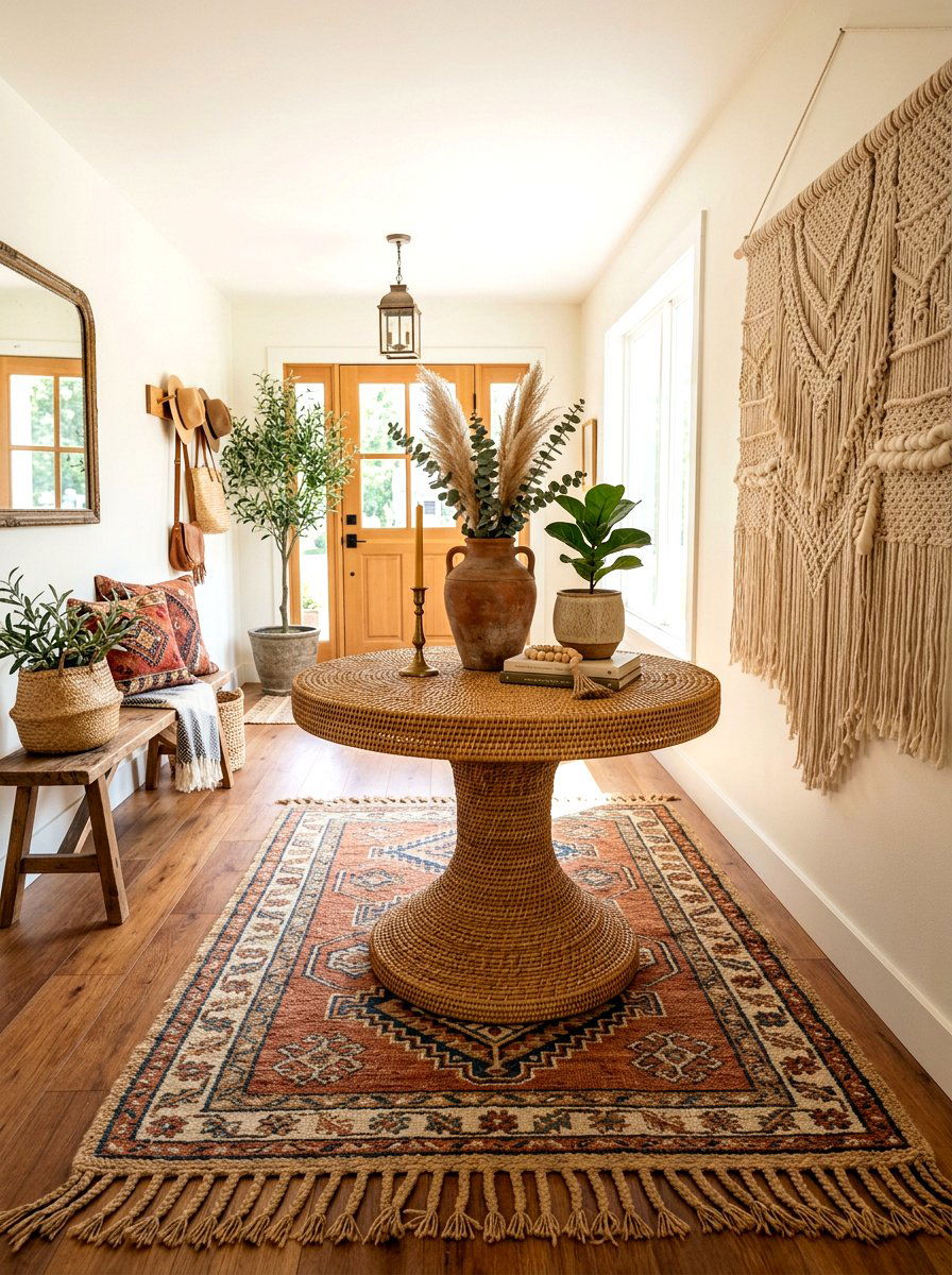 Woven Rattan Pedestal Table - 30 pedestal entry table ideas