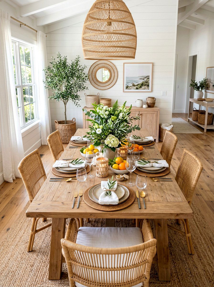 Woven Rattan Table Decor - 30 Thanksgiving table decor ideas