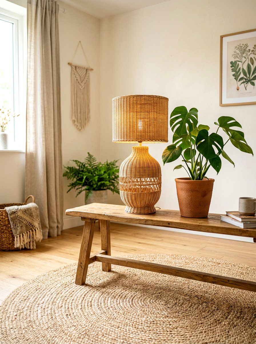 Woven Rattan Table Lamp - 30 foyer lamp styling ideas
