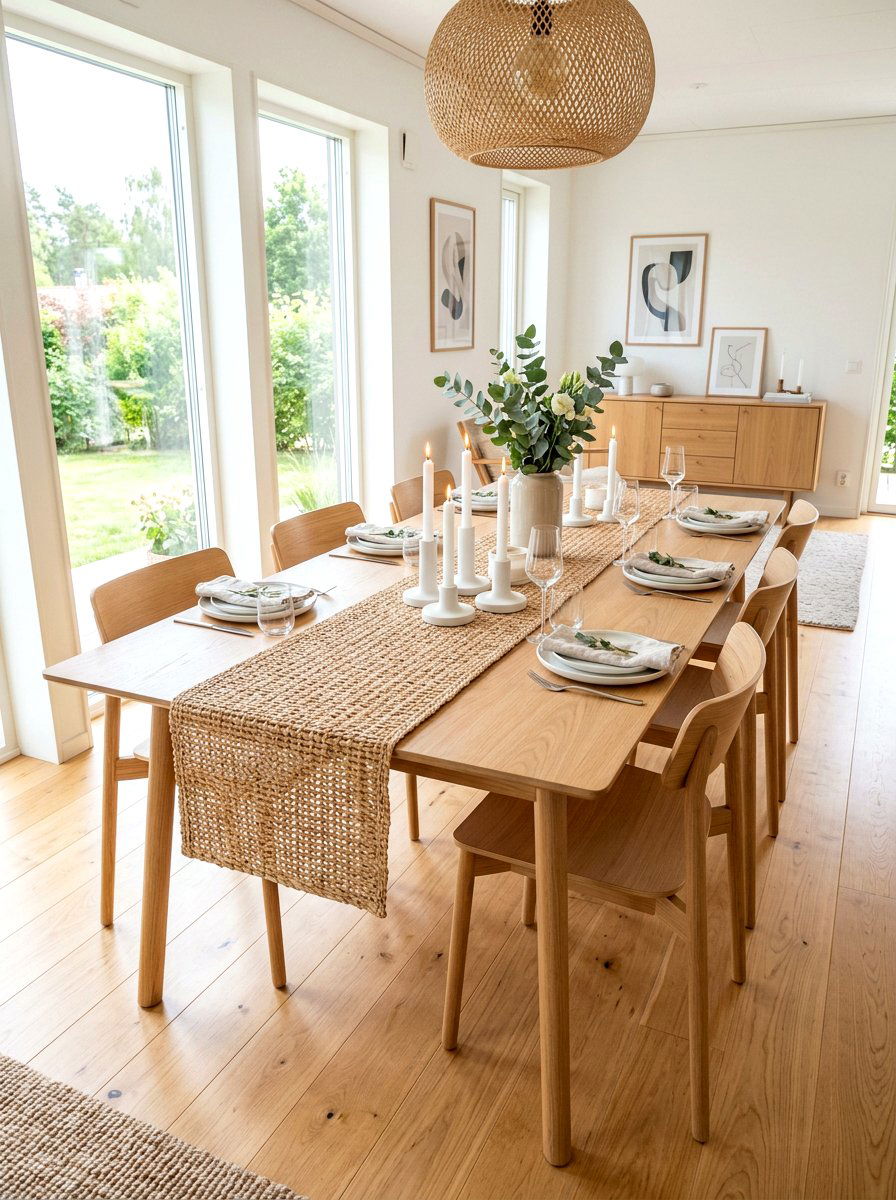 Woven Rattan Texture - 30 candle table runner ideas