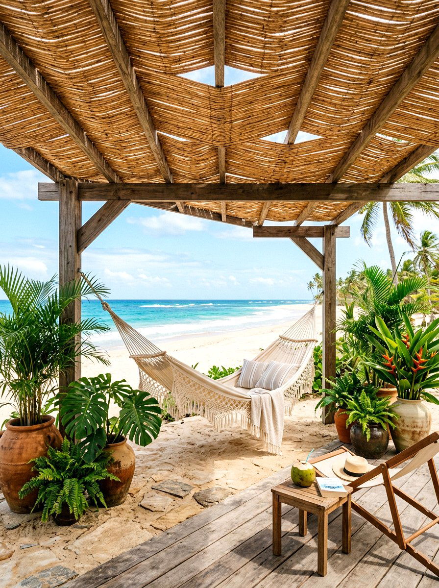 Woven Reed Fencing Shade - 30 shaded backyard ideas