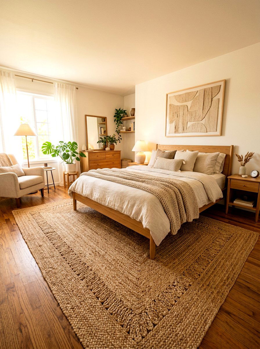 Woven Rug - 30 spring bedroom refresh ideas