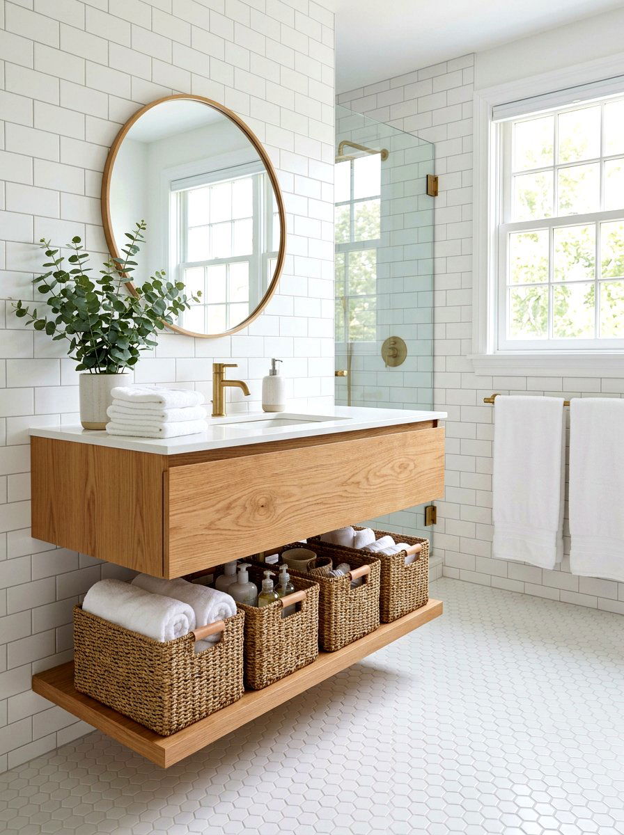 Woven Seagrass Basket - 30 winter bathroom styling ideas