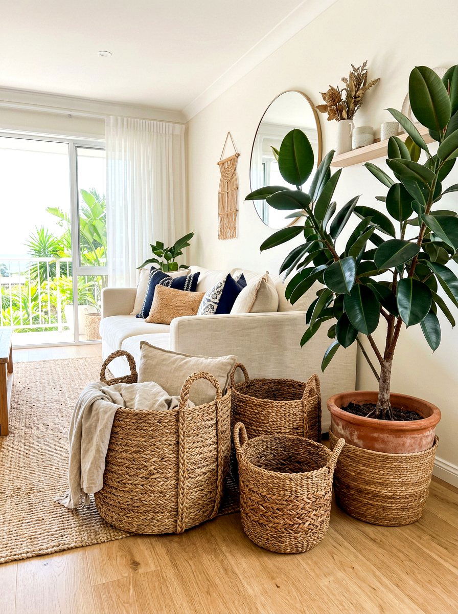 Woven Seagrass Baskets - 30 modern planter ideas