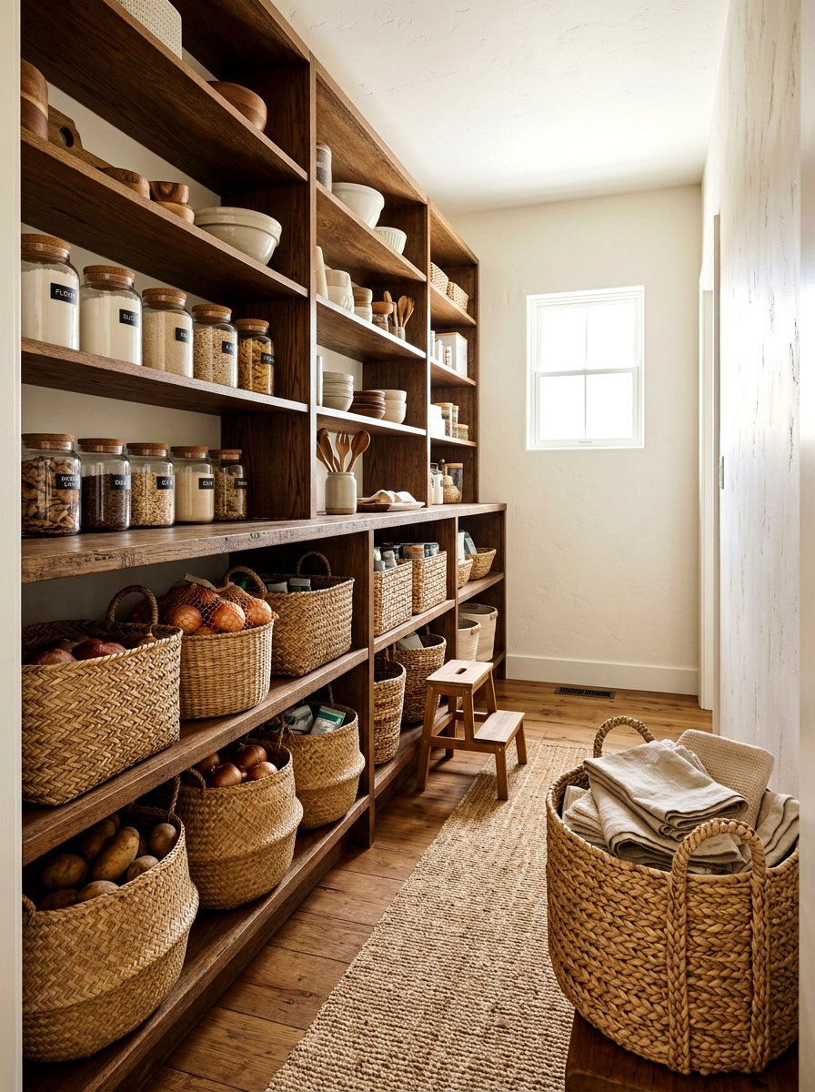 Woven Seagrass Baskets - 30 zero waste pantry ideas