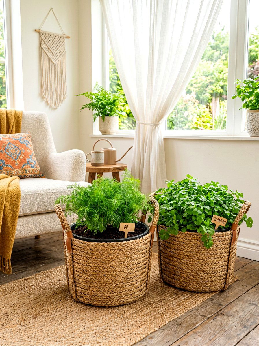 Woven Seagrass Herb Basket - 30 container herb garden ideas