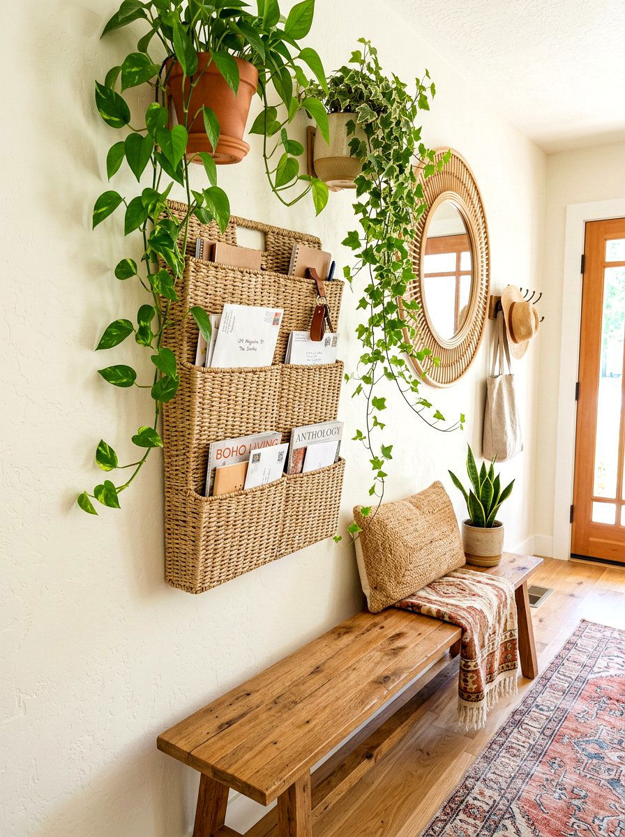 Woven Seagrass Pocket Organizer - 30 wall planter entryway ideas