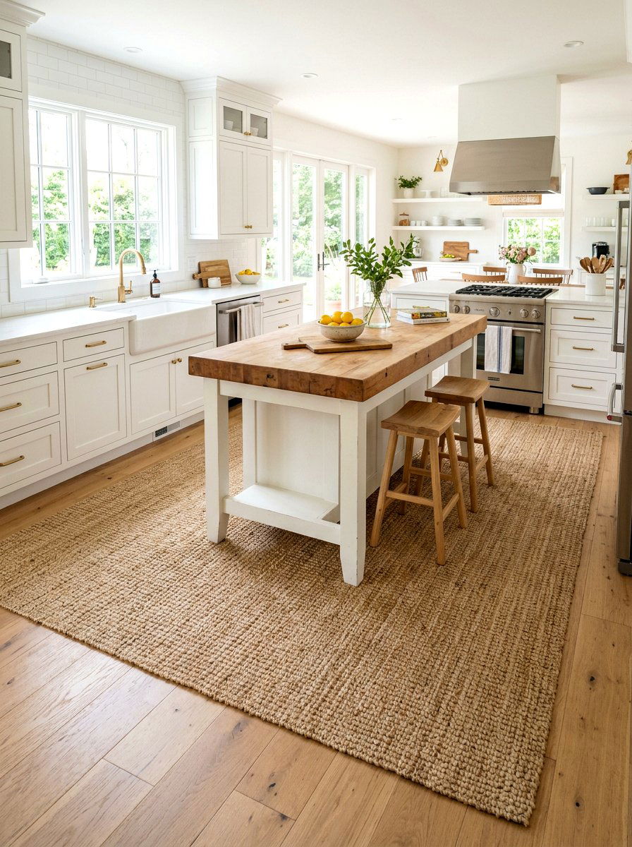 Woven Seagrass Rugs - 30 heirloom kitchen decor ideas