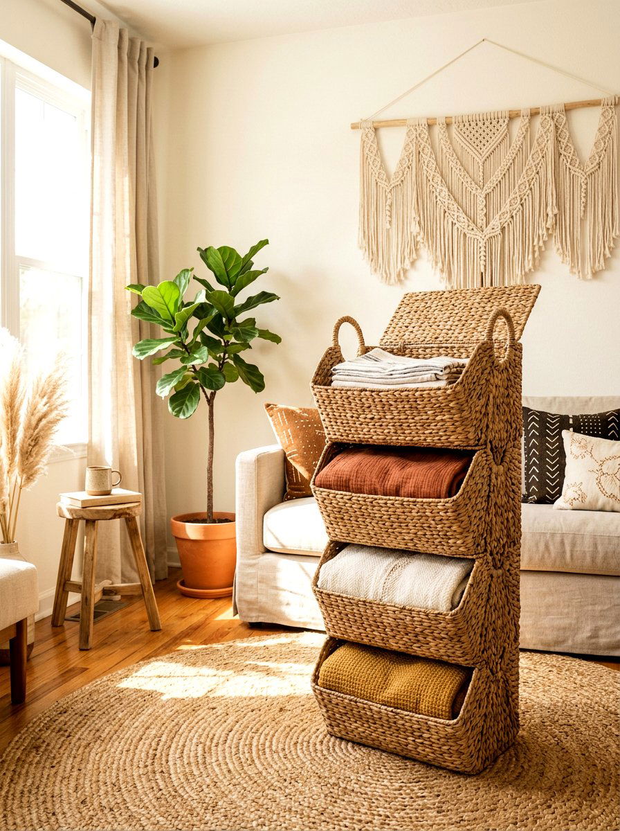 Woven Seagrass Sorter - 30 mail sorting cabinet ideas