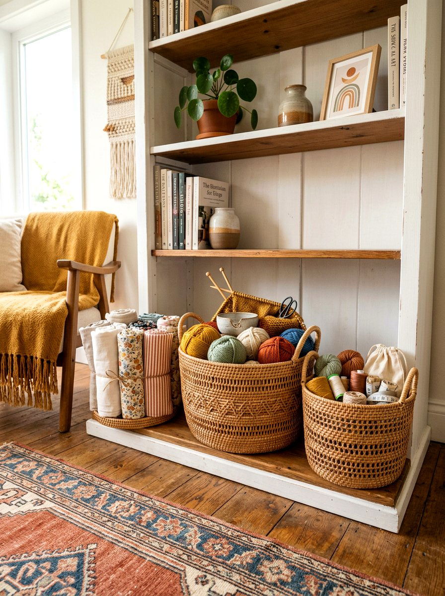 Woven Storage Basket - 30 organizing a craft room ideas