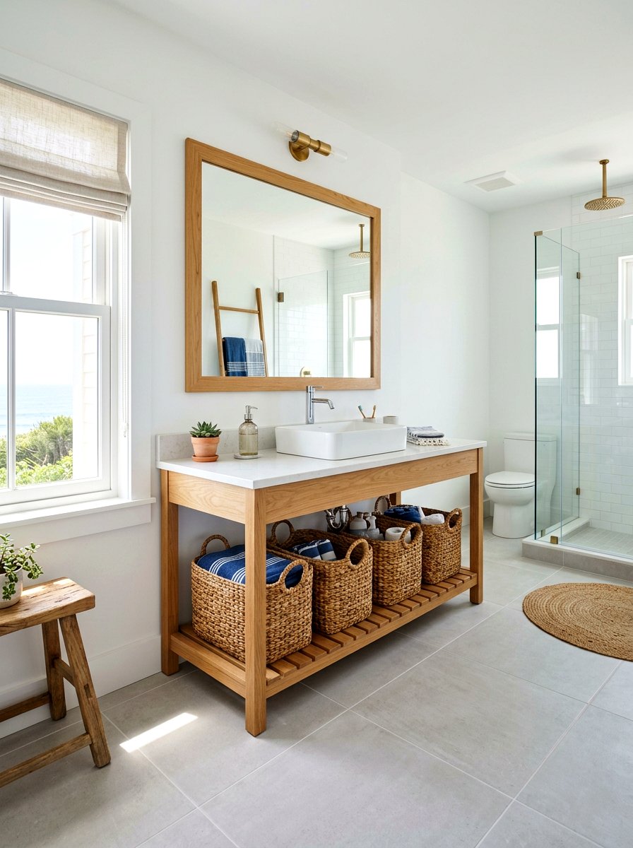 Woven Storage Baskets - 30 seaside bathroom ideas