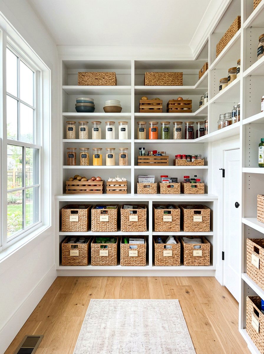 Woven Storage Baskets - 30 bakery style pantry ideas