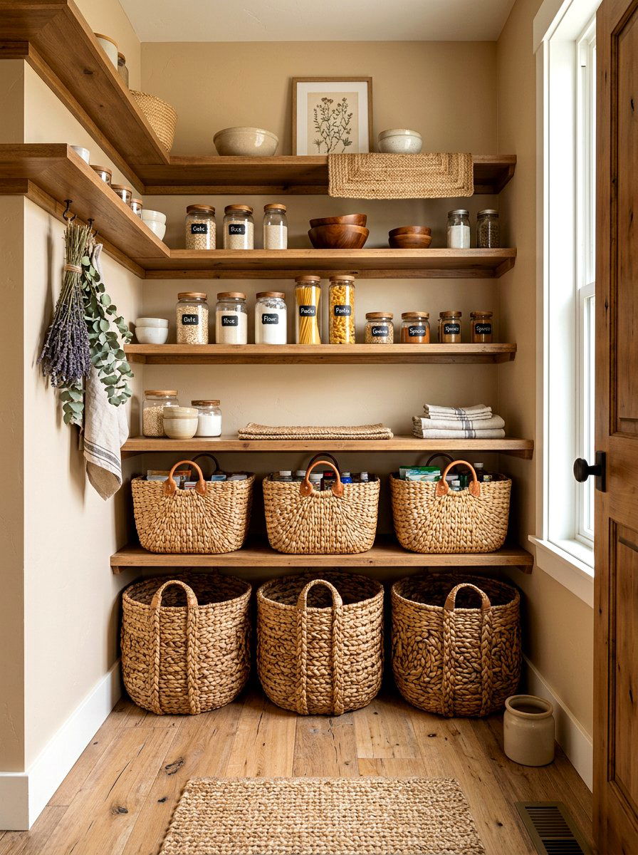 Woven Storage Baskets - 30 pantry reset ideas
