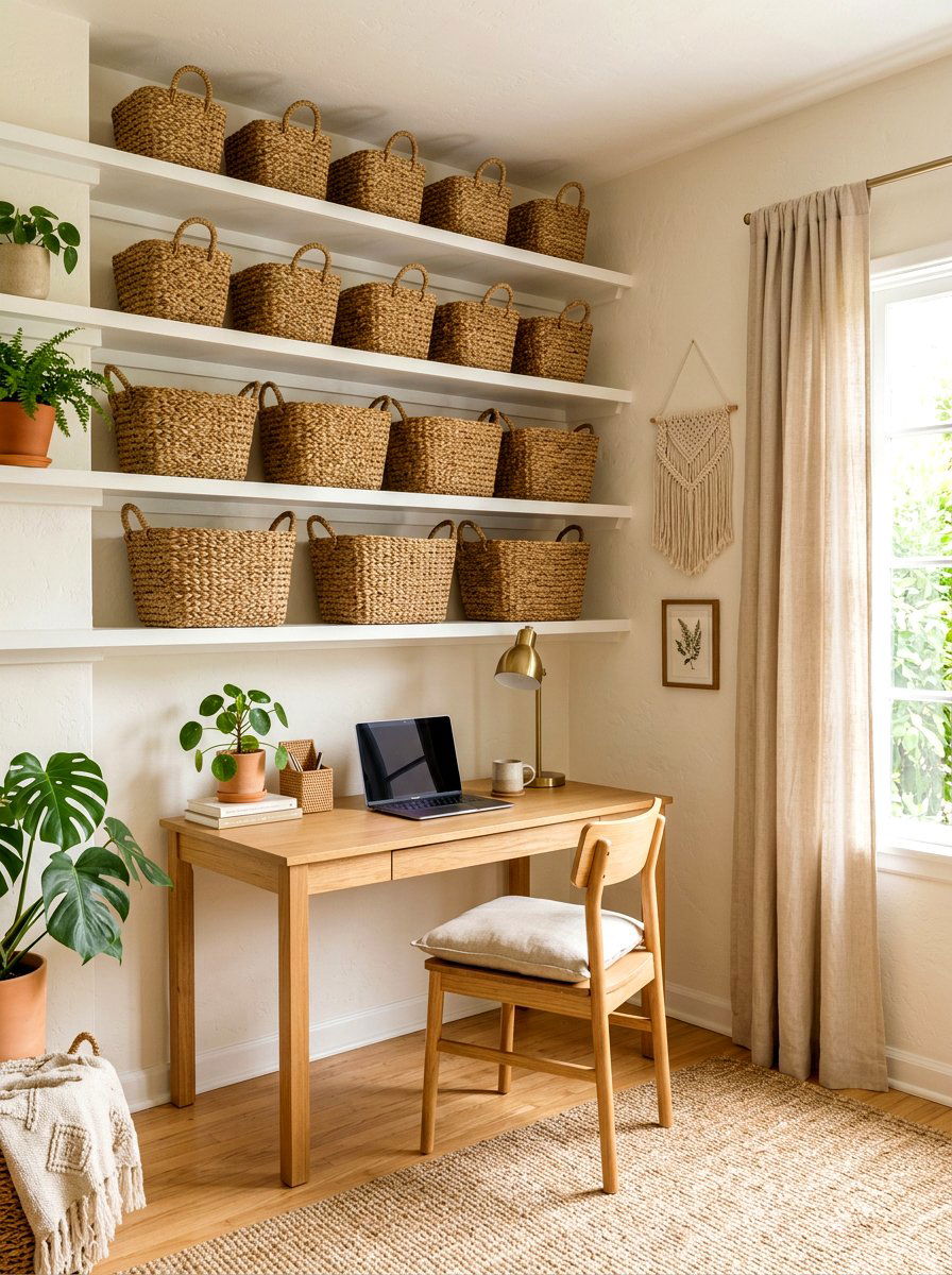 Woven Storage Bins - 30 home office storage ideas