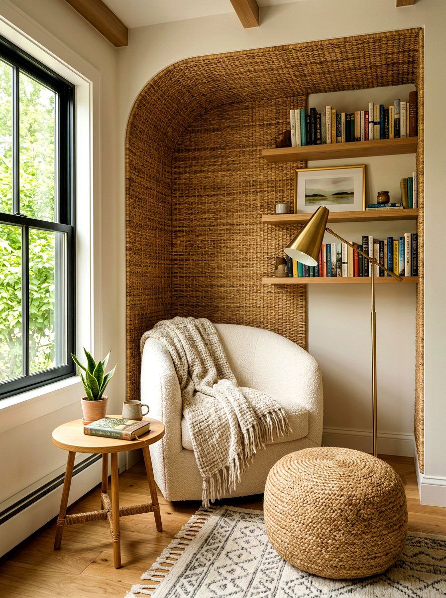 Woven Texture Reading Nook - 30 neutral home decor ideas