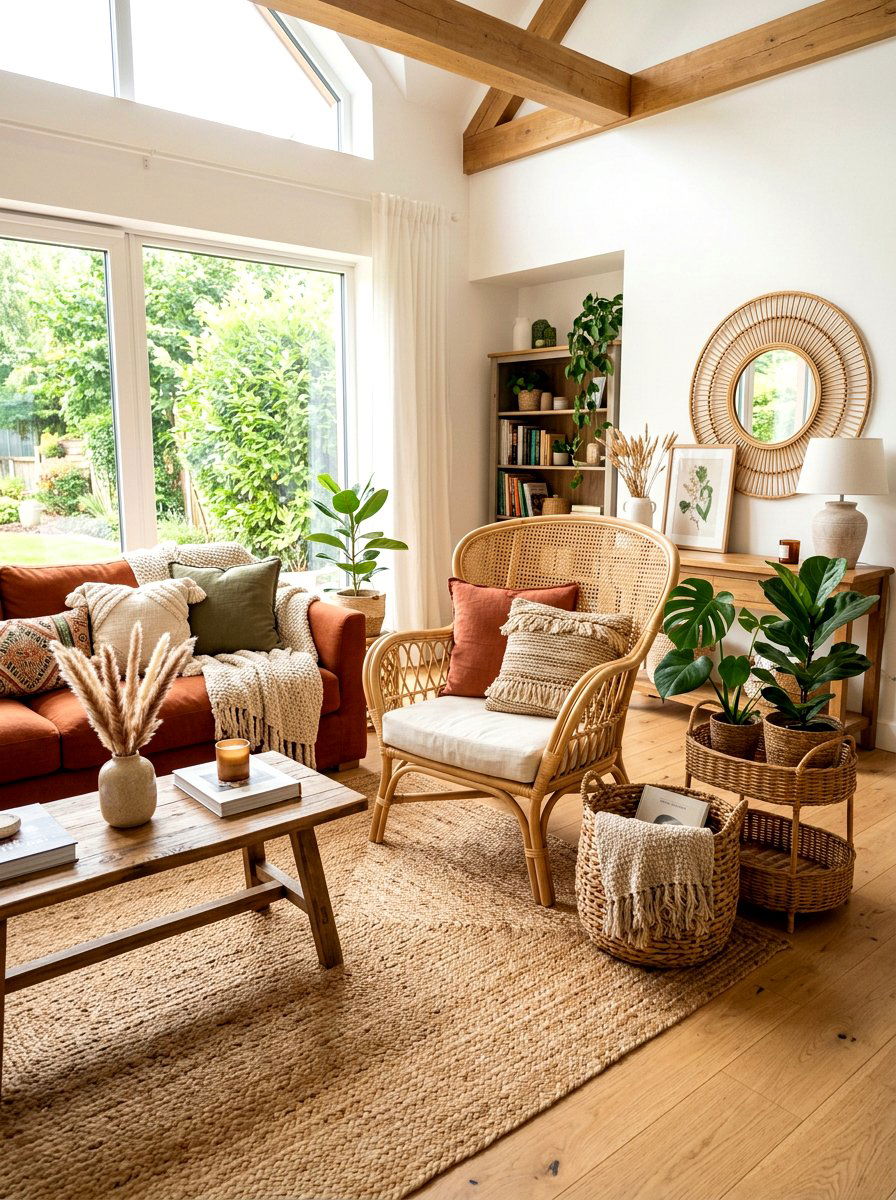 Woven Textures And Rattan - 30 first apartment living room ideas