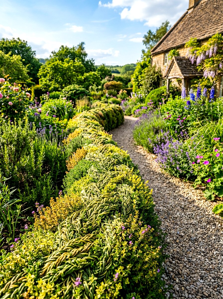 Woven Thyme Hedge Look - 30 herb knot garden ideas