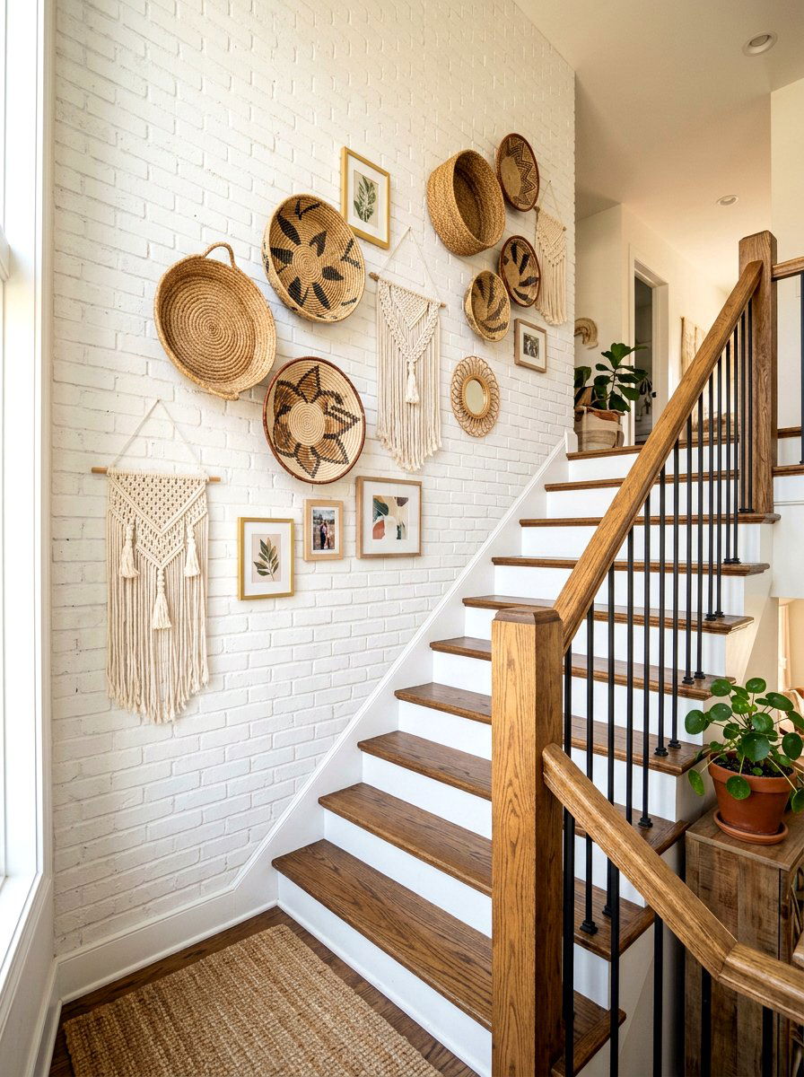 Woven Wall Decor Stairs - 30 stair gallery wall ideas