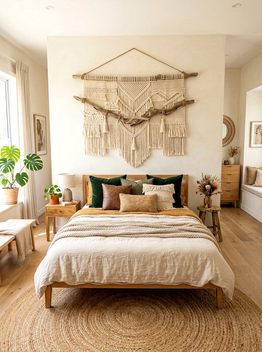 Woven Wall Hanging - 30 earthy bedroom decor ideas