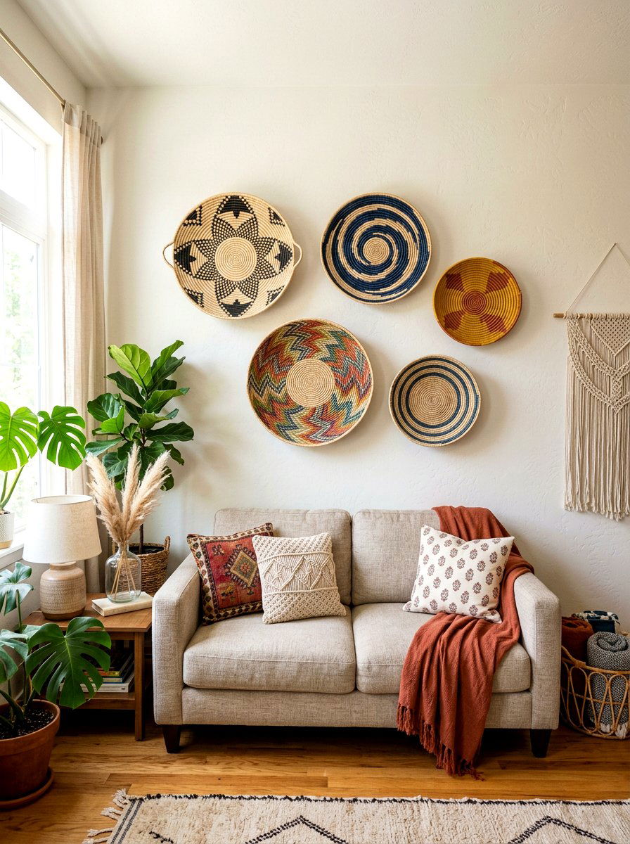 Woven Wall Hanging Tray Decor - 30 woven tray decor ideas