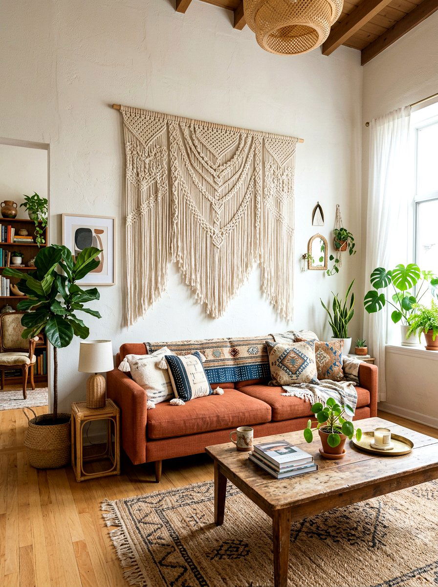 Woven Wall Hanging - 30 behind sofa decor ideas
