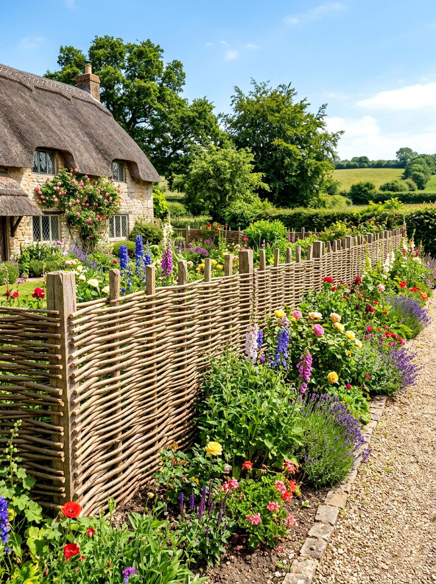 Woven Wattle Fence - 30 rustic fence ideas