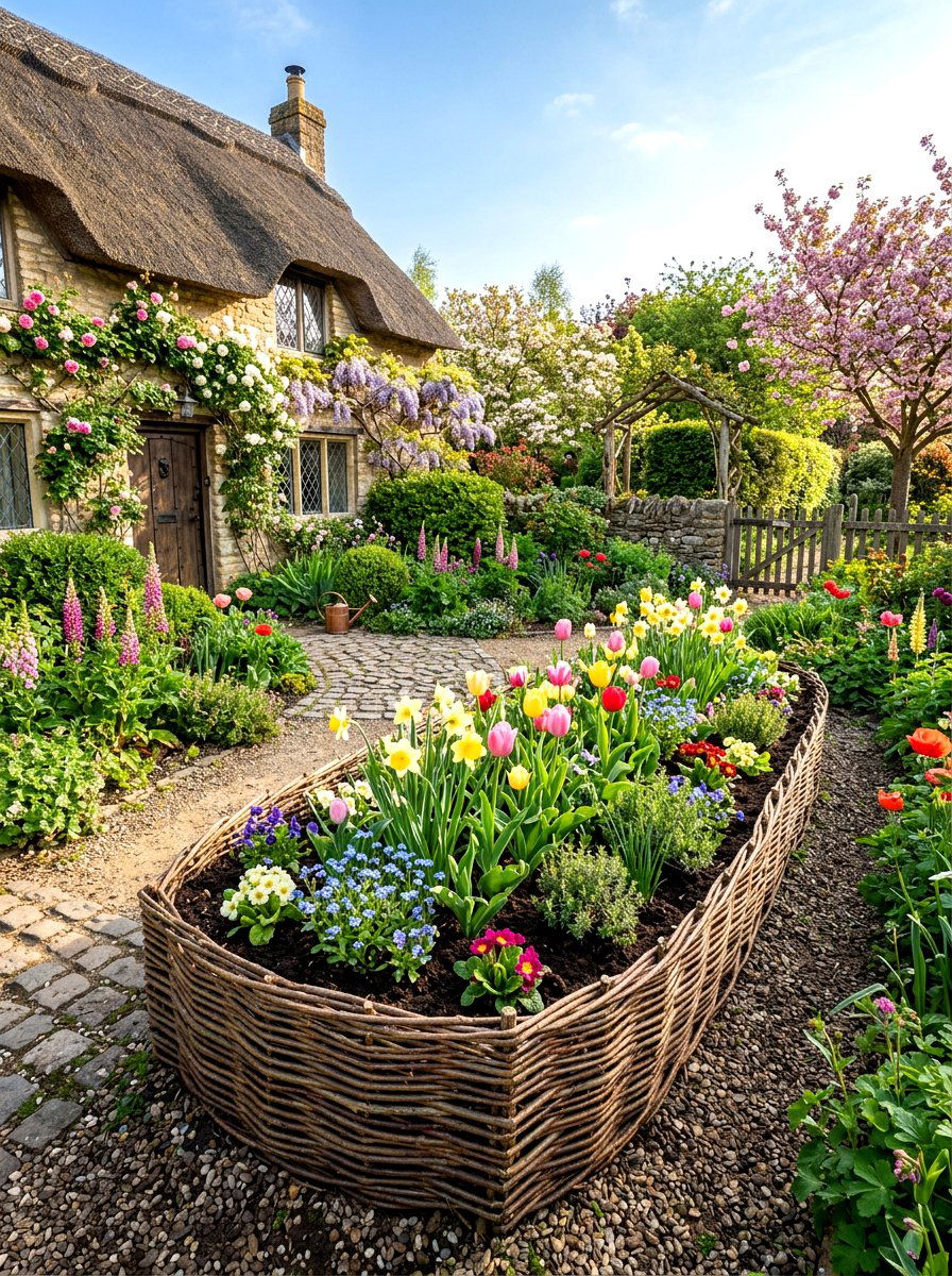Woven Wattle Raised Bed - 30 budget raised bed ideas