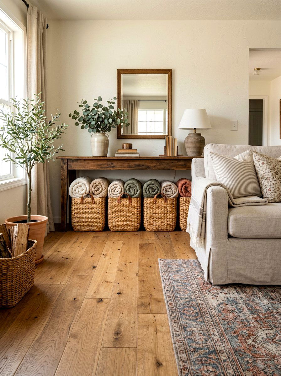 Woven Wicker Basket Organization - 30 French cottage decor ideas
