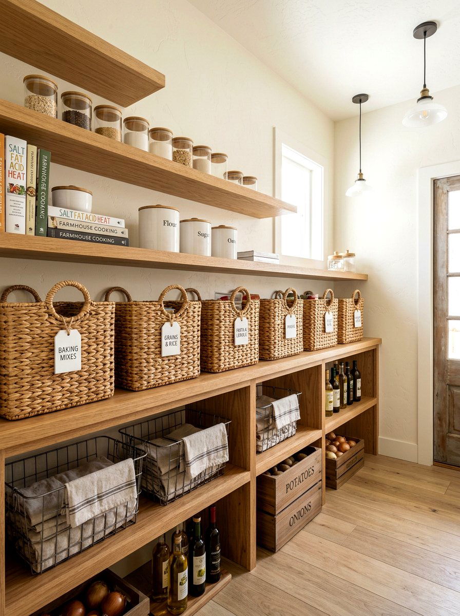 Woven Wicker Basket - 30 basket pantry organization ideas