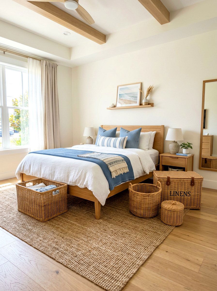 Woven Wicker Baskets - 30 nautical bedroom ideas