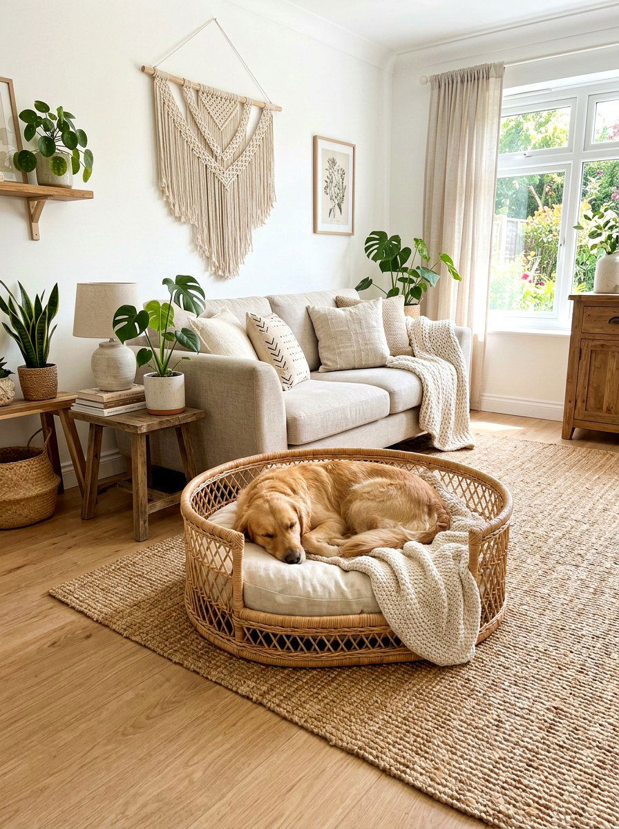 Woven Wicker Dog Bed - 30 pet basket styling ideas