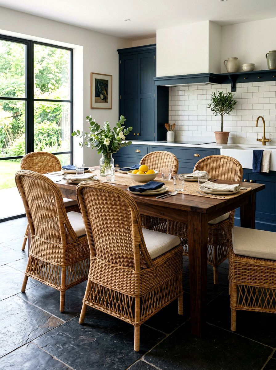 Woven Wicker Kitchen Chair - 30 moody cottage kitchen ideas
