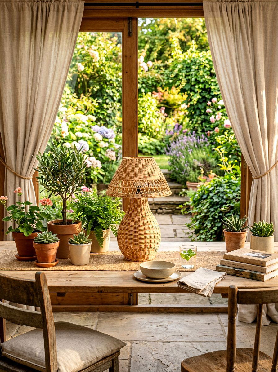 Woven Wicker Lamp - 30 kitchen table lamp ideas