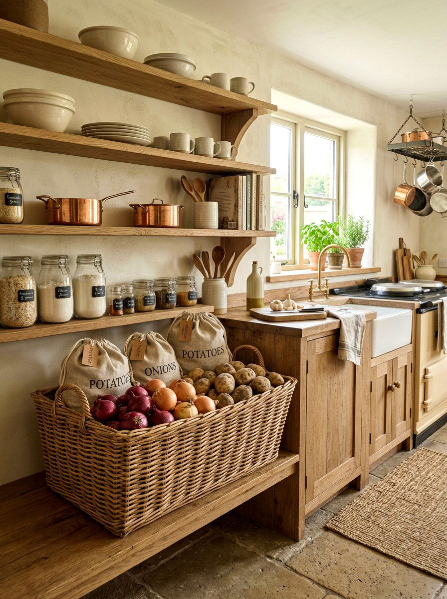 Woven Wicker Storage Basket - 30 Paris cafe kitchen ideas