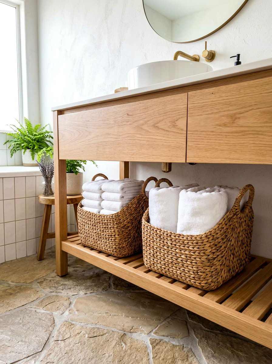 Woven Wicker Storage Basket - 30 under sink storage rental ideas