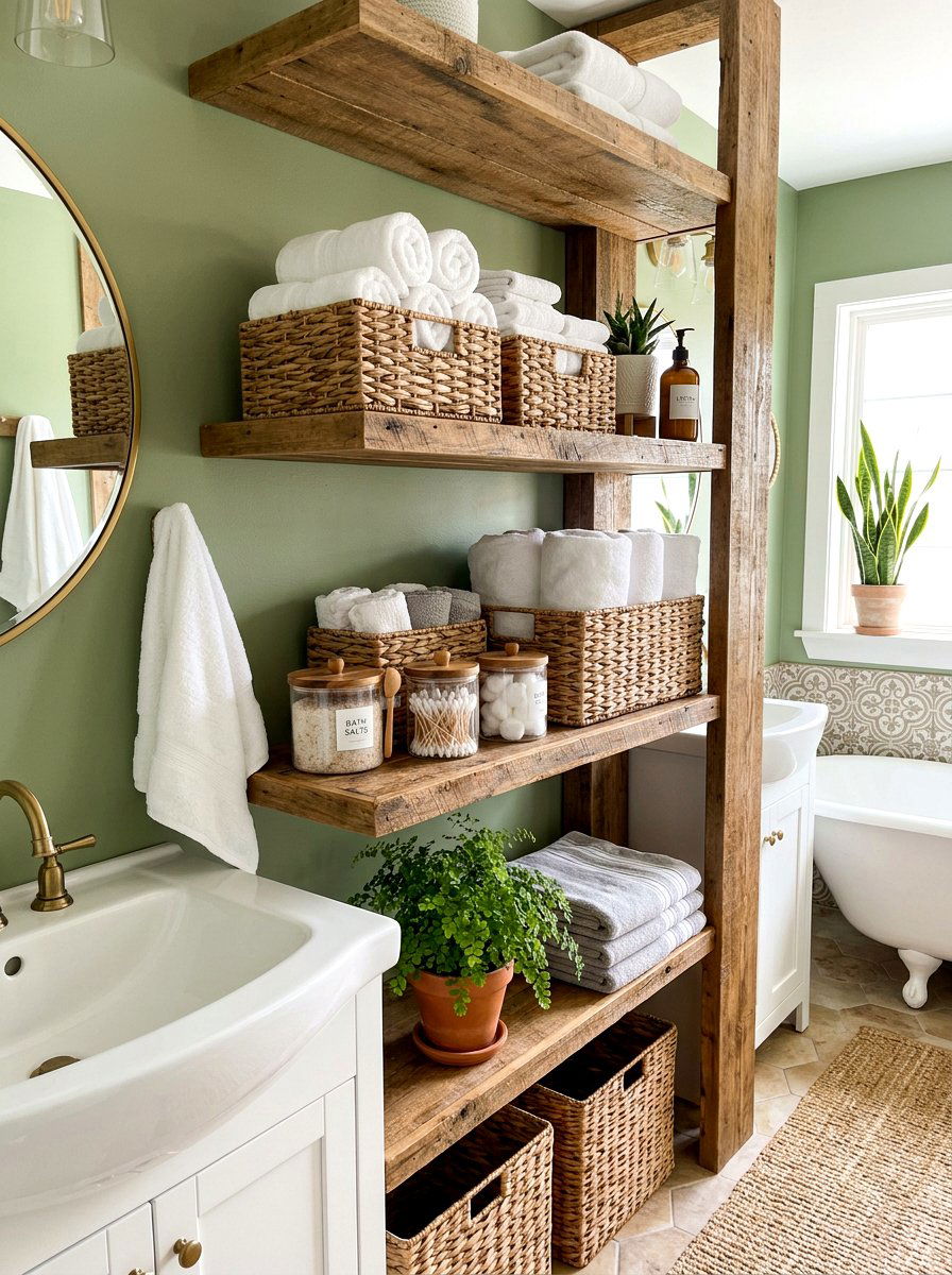 Woven Wicker Storage - 30 fairycore bathroom ideas