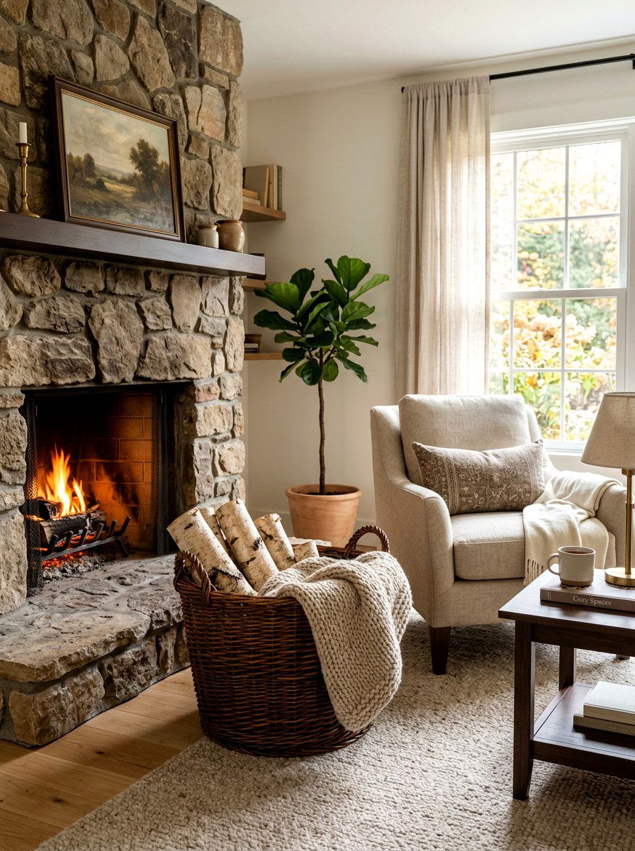 Woven Willow Basket Display - 30 natural harvest decor ideas