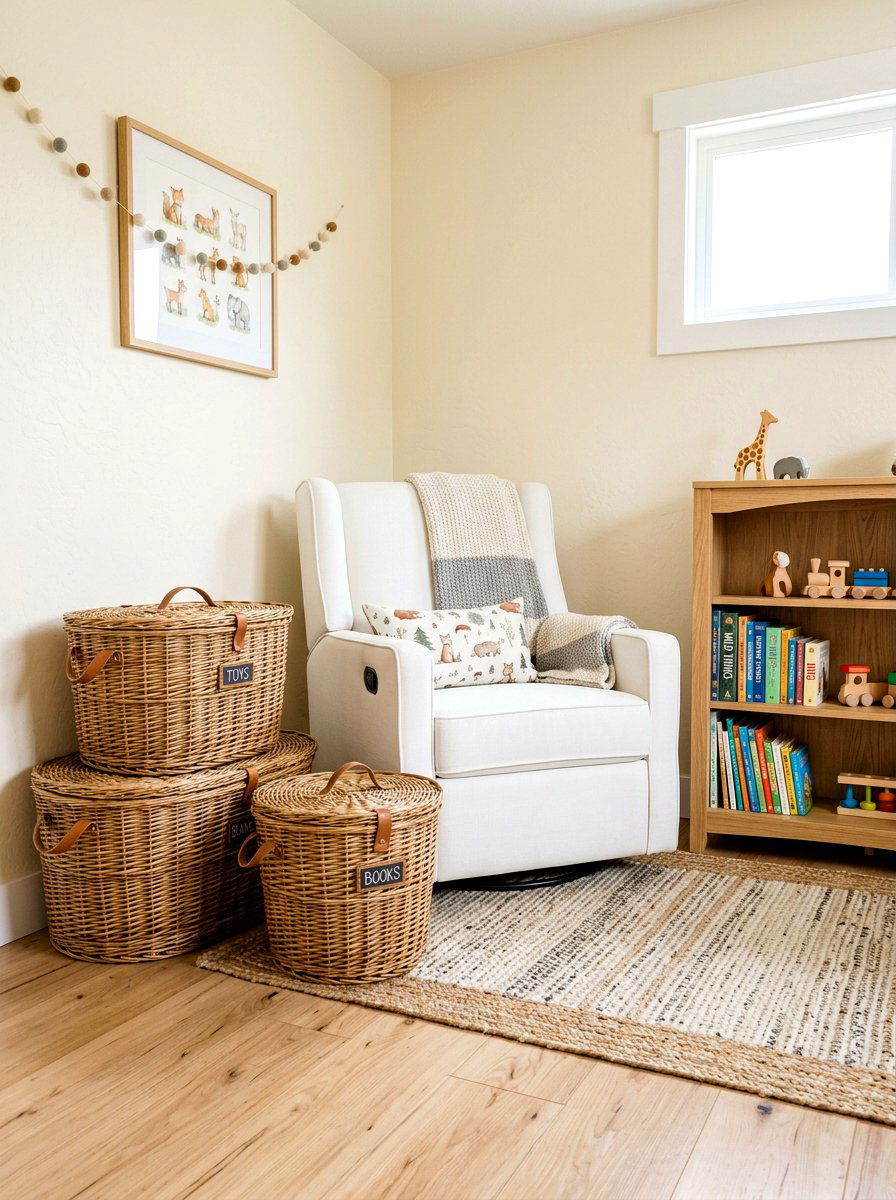 Woven Willow Basket Nursery Storage - 30 French nursery decor ideas