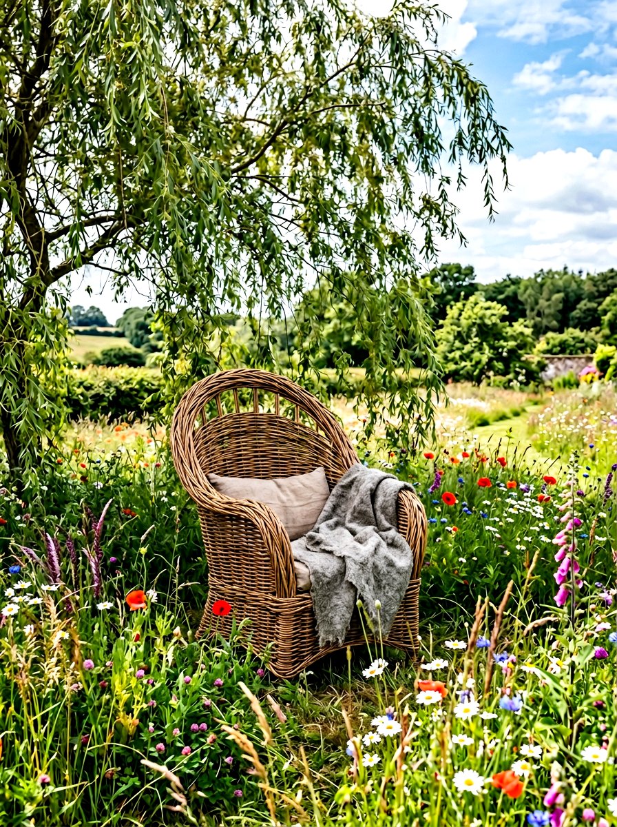 Woven Willow Chair - 30 rustic backyard seating ideas