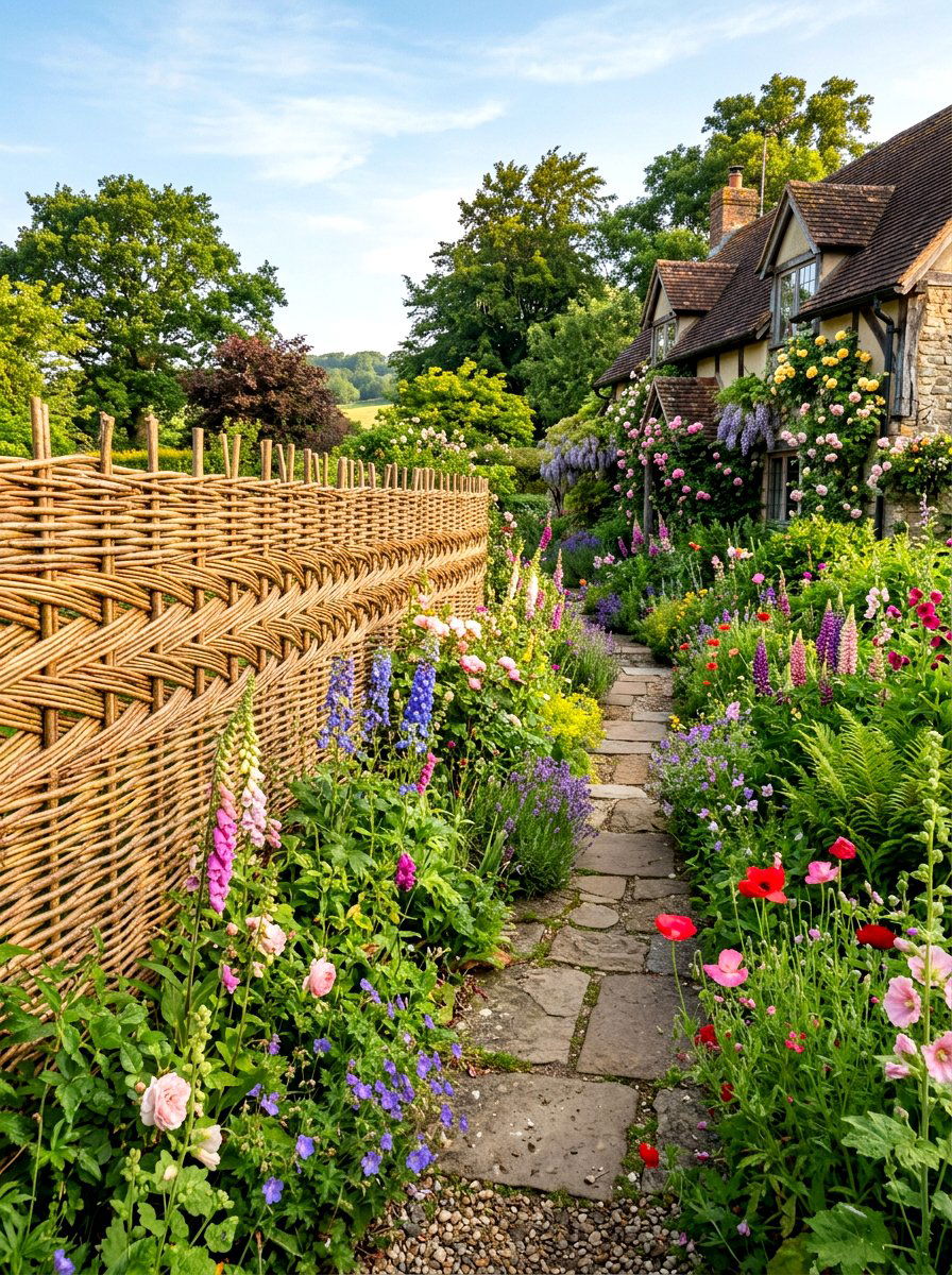 Woven Willow Fence - 30 living privacy wall ideas