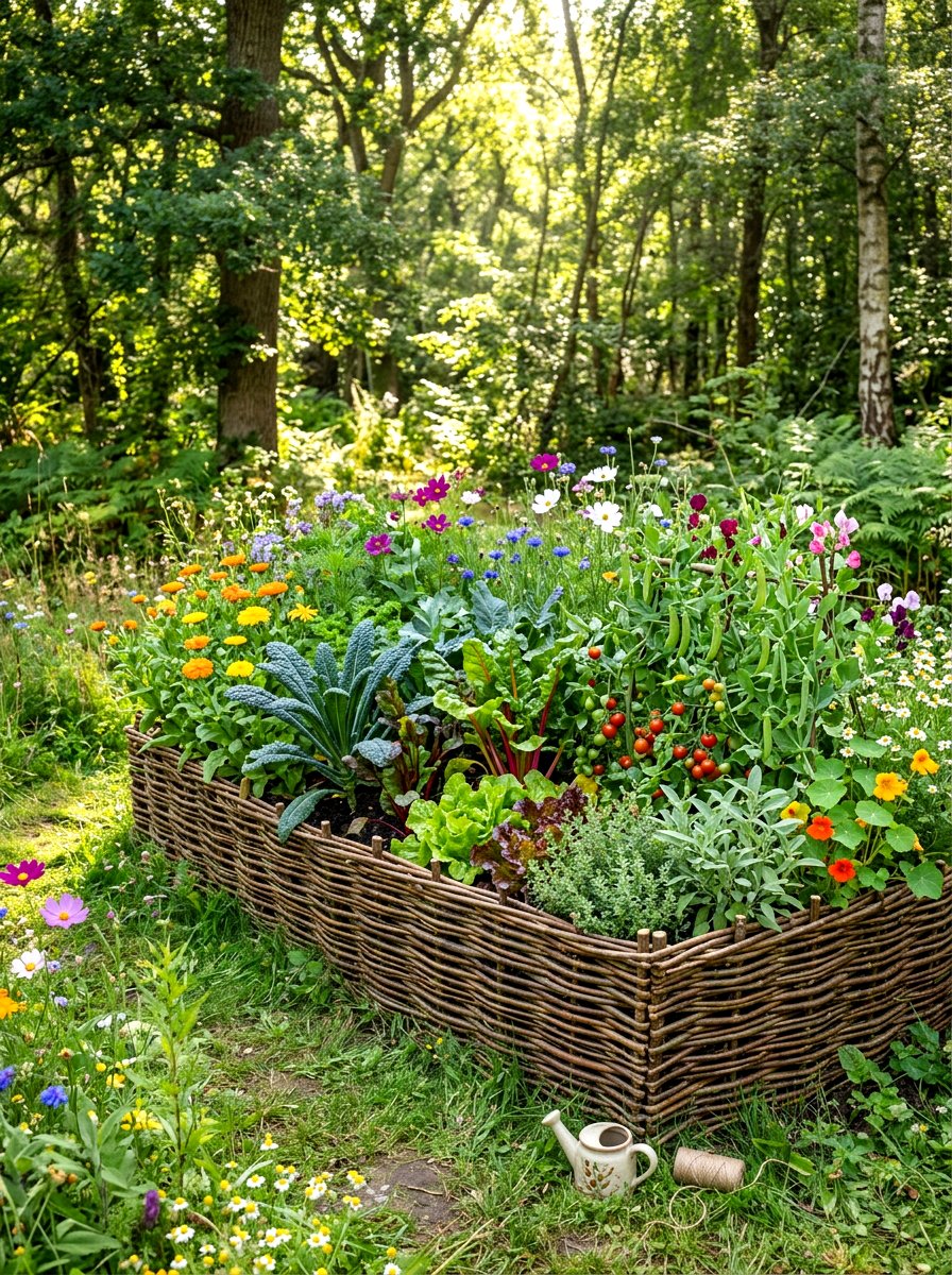 Woven Willow Garden Bed - 30 raised kitchen garden ideas