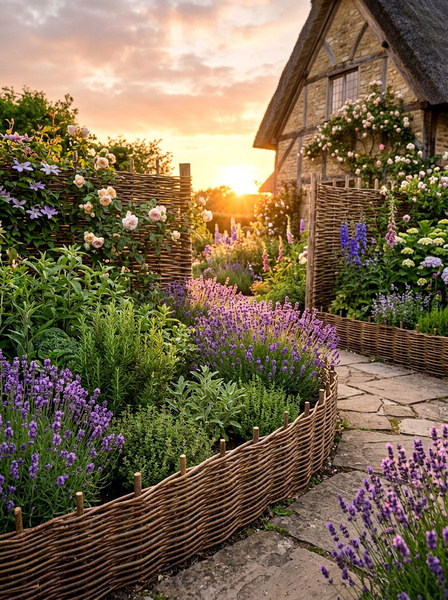 Woven Willow Garden Edging - 30 raised bed border ideas
