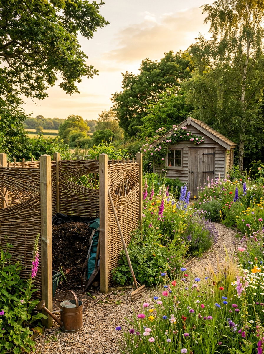 Woven Willow Garden Screen - 30 utility area screen ideas