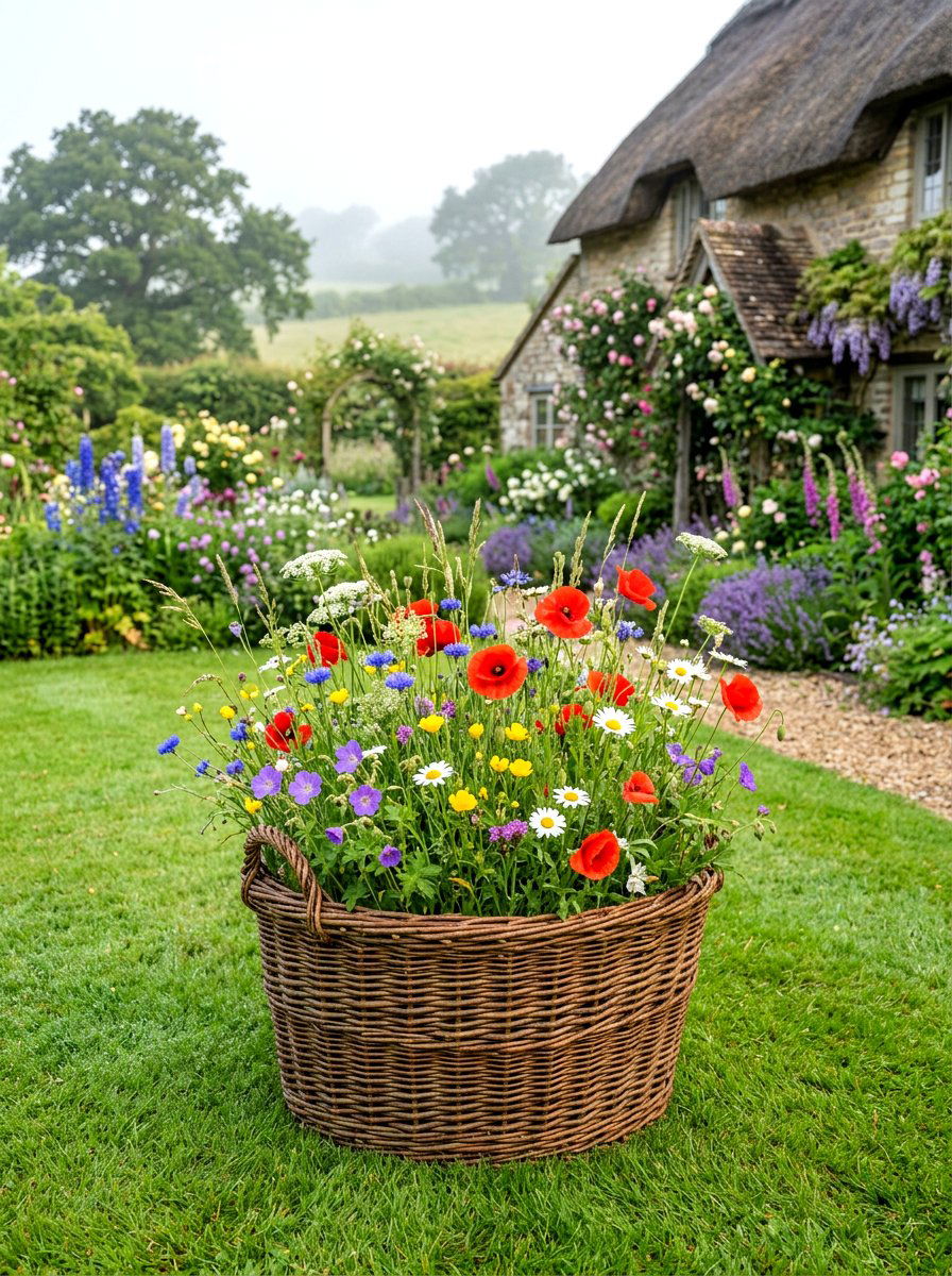 Woven Willow Planter - 30 raised planter box ideas