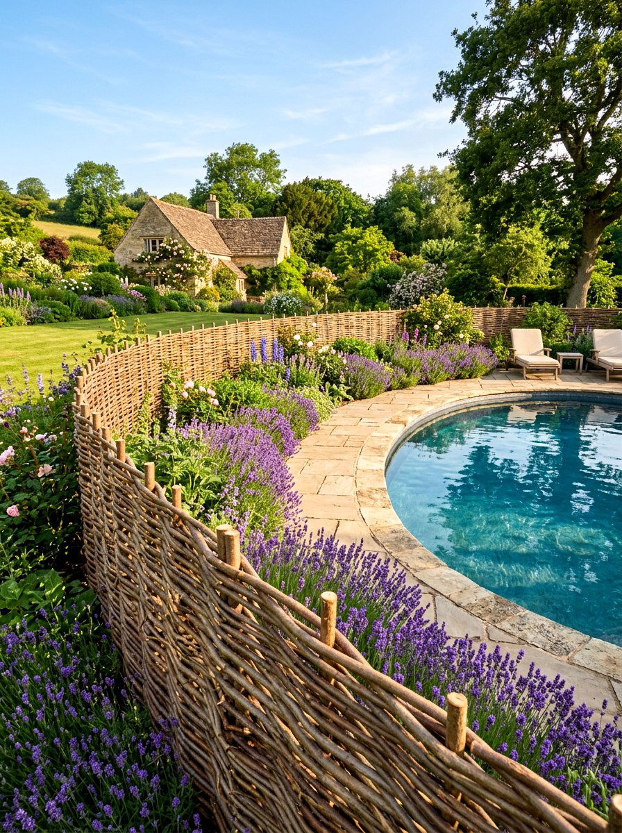 Woven Willow Screen - 30 pool privacy ideas