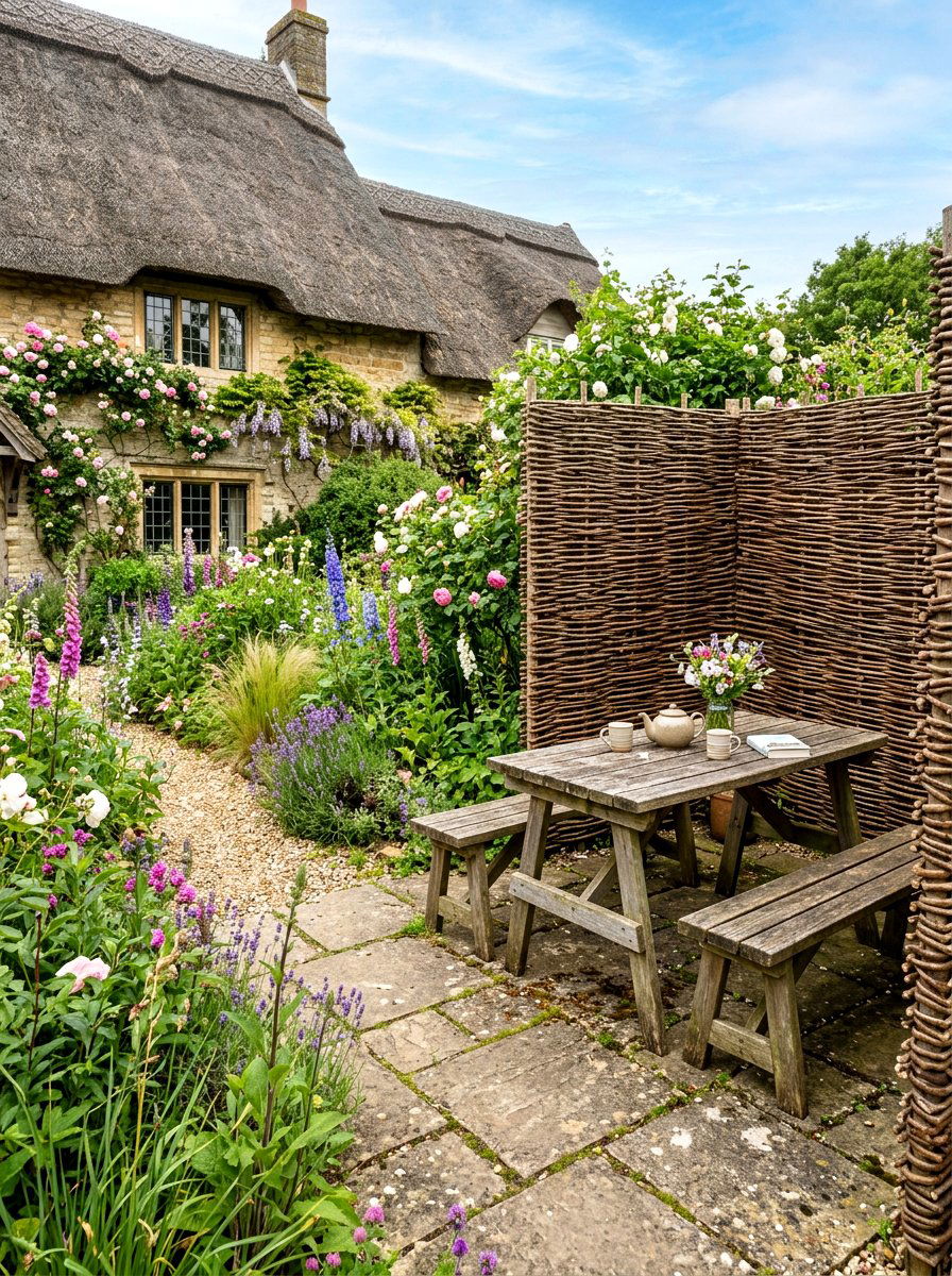 Woven Willow Screen - 30 private patio screen ideas