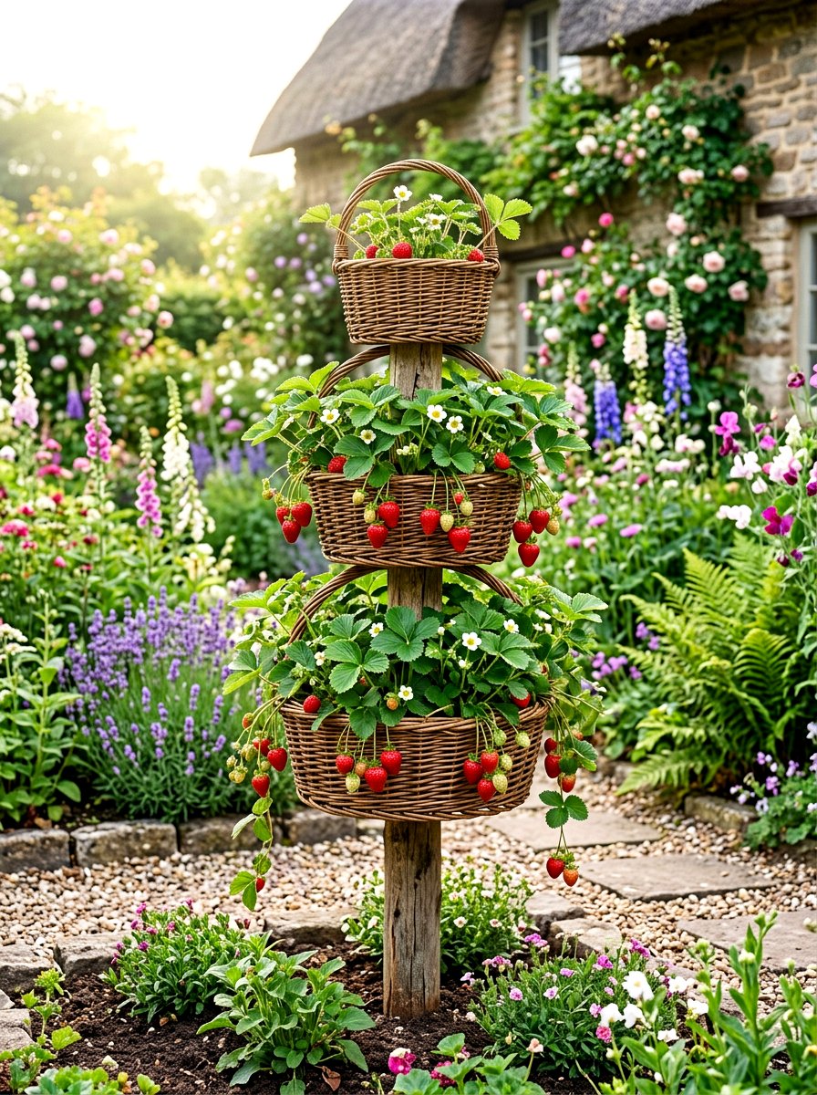 Woven Willow Tiered Basket - 30 strawberry tower ideas
