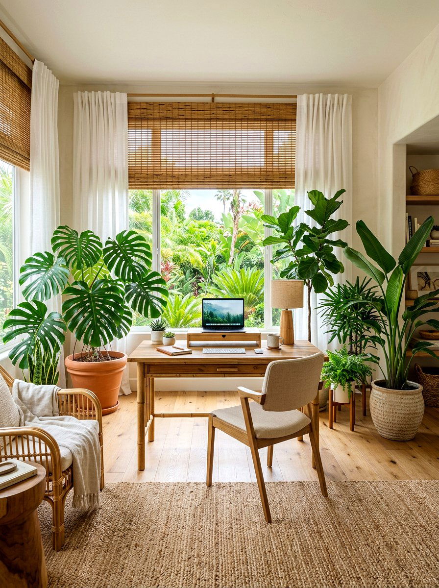 Woven Wood Office Shades - 30 office curtain ideas