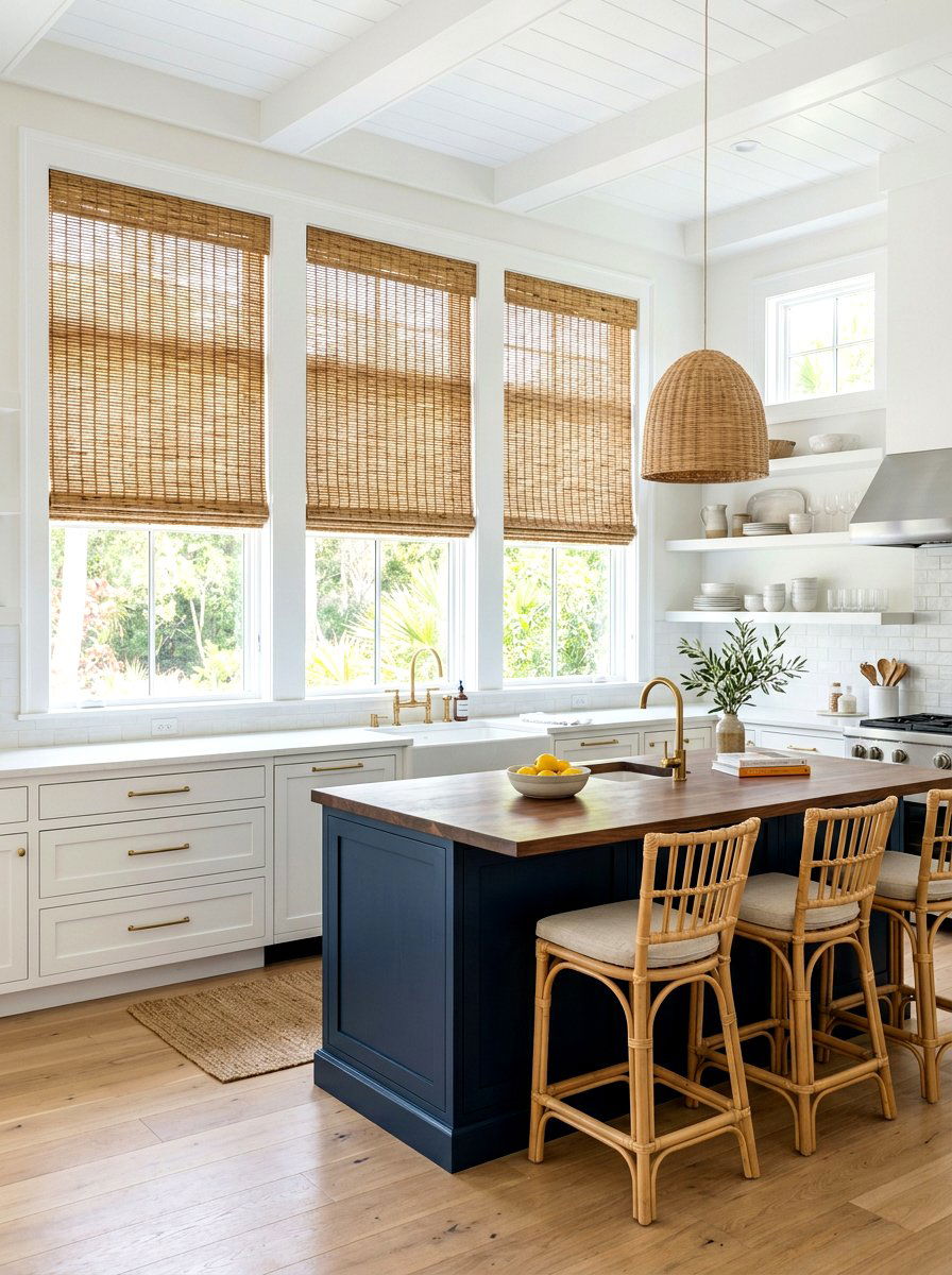 Woven Wood Shades - 30 Hamptons kitchen ideas